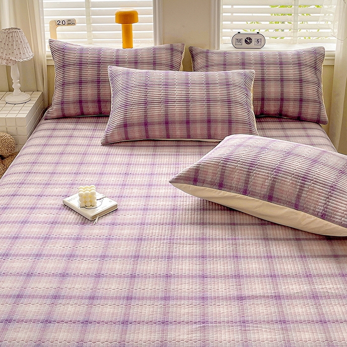 91家纺网 家纺一手货源 找家纺 （总）梦精灵家纺 2026新款全棉纯棉色织水洗棉四件套绗缝夹棉床盖防滑床单四季通用米单人学生宿舍