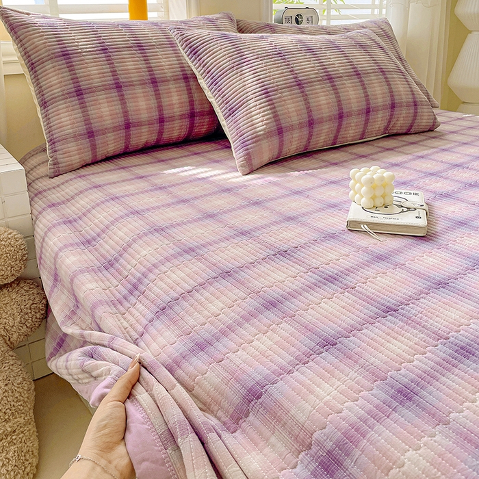 91家纺网 家纺一手货源 找家纺 （总）梦精灵家纺 2026新款全棉纯棉色织水洗棉四件套绗缝夹棉床盖防滑床单四季通用米单人学生宿舍