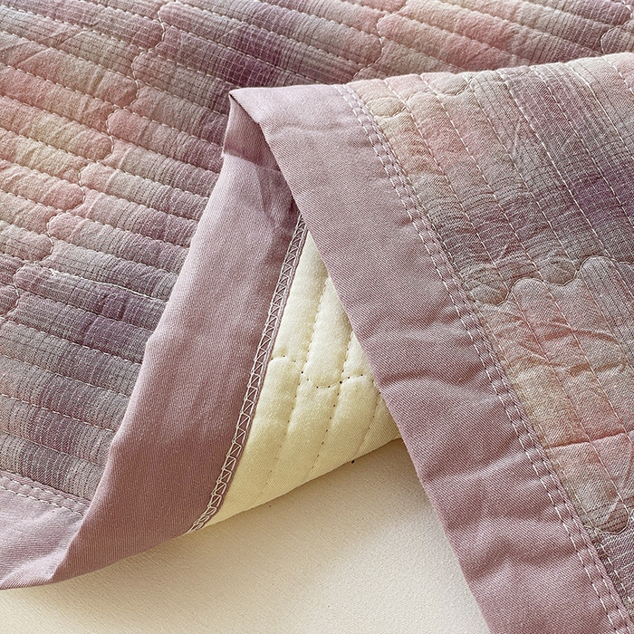 91家纺网 家纺一手货源 找家纺 梦精灵家纺 2026新款全棉纯棉色织水洗棉四件套绗缝夹棉床盖防滑床单四季通用米单人学生宿舍 浮影紫