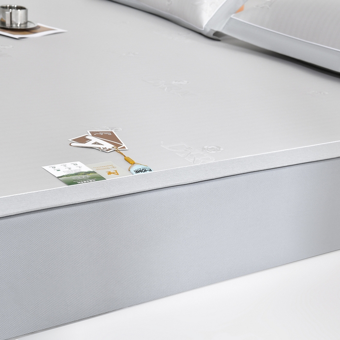 91家纺网 家纺一手货源 找家纺 小牛席业 2026新款【实拍风格】双PE高凉感-迪恩玫瑰提花冰丝席（床笠款）凉席竹席藤席冰藤席乳胶席豆豆席 香槟