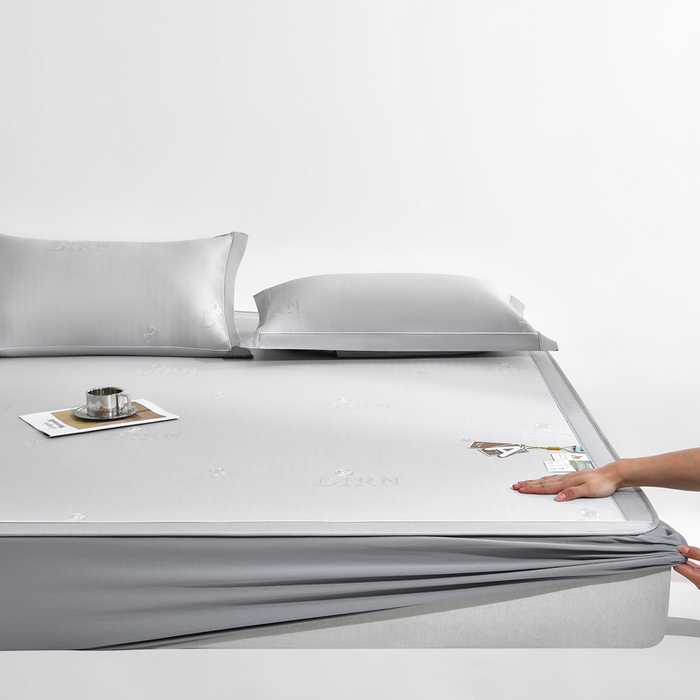 小牛席业 2026新款【实拍风格】双PE高凉感-迪恩玫瑰提花冰丝席（床笠款）凉席竹席藤席冰藤席乳胶席豆豆席 香槟