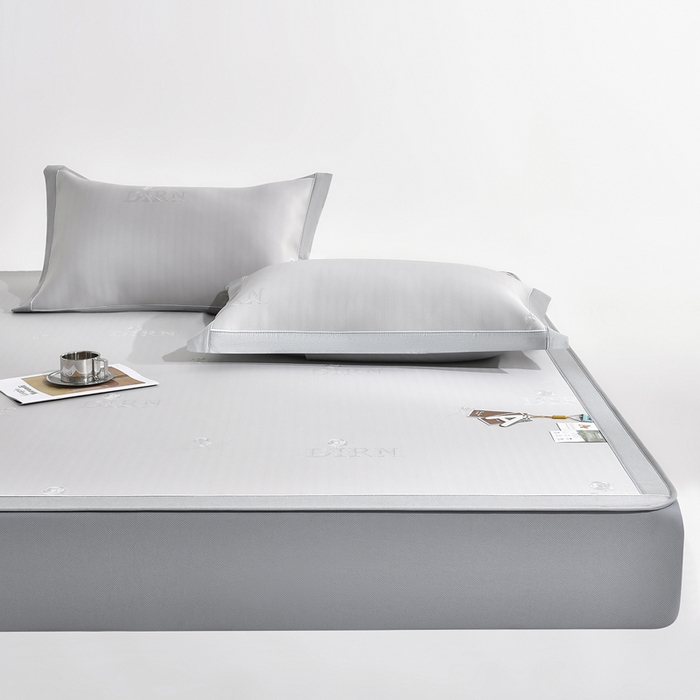 91家纺网 家纺一手货源 找家纺 小牛席业 2026新款【实拍风格】双PE高凉感-迪恩玫瑰提花冰丝席（床笠款）凉席竹席藤席冰藤席乳胶席豆豆席 香槟