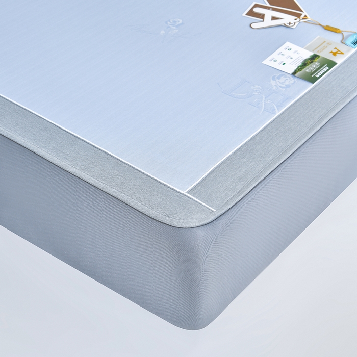 91家纺网 家纺一手货源 找家纺 小牛席业 2026新款【实拍风格】双PE高凉感-迪恩玫瑰提花冰丝席（床笠款）凉席竹席藤席冰藤席乳胶席豆豆席 蓝色