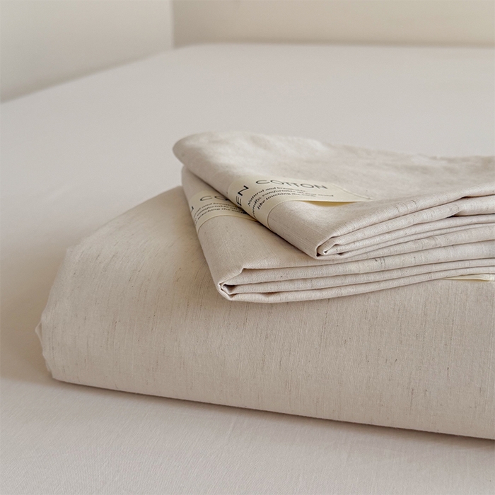91家纺网 家纺一手货源 找家纺 （总）桃子家居 2026新款A类纯棉水洗原生态棉麻纯色织标简约无印单品床单床笠系列