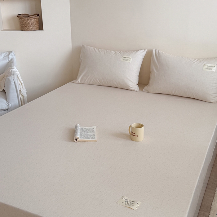 91家纺网 家纺一手货源 找家纺 （总）桃子家居 2026新款A类纯棉水洗原生态棉麻纯色织标简约无印单品床单床笠系列