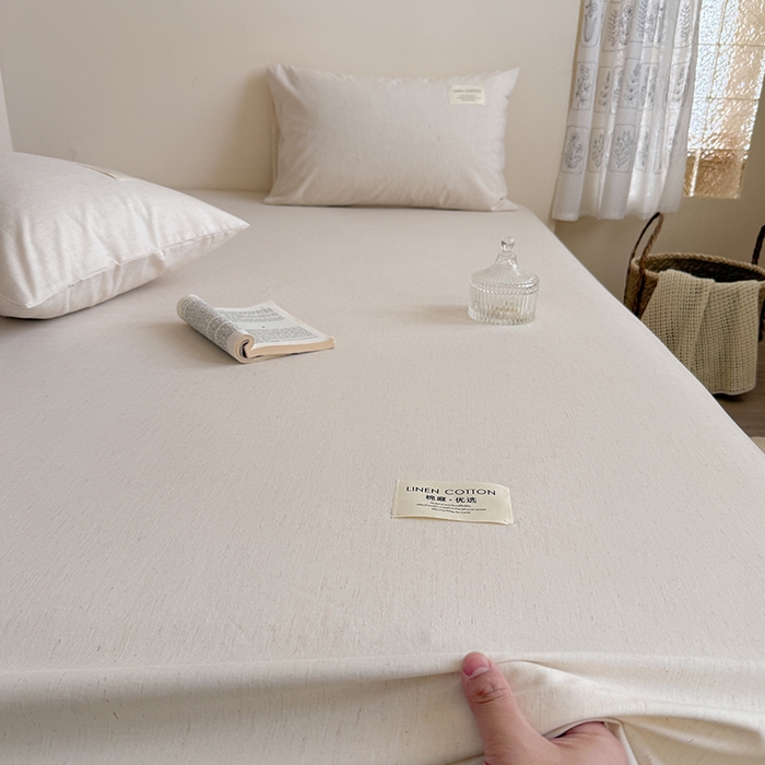 91家纺网 家纺一手货源 找家纺 （总）桃子家居 2026新款A类纯棉水洗原生态棉麻纯色织标简约无印单品床单床笠系列