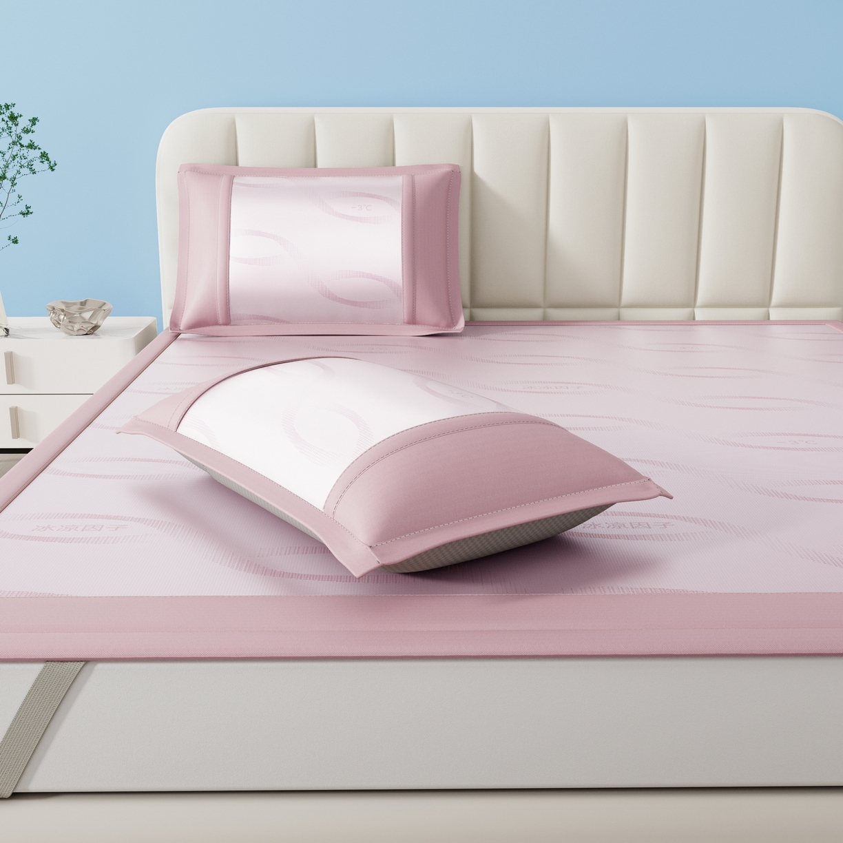 91家纺网 家纺一手货源 找家纺 雅诗帛 2026新款冰凉因子床席款冰丝席 冰凉因子-粉