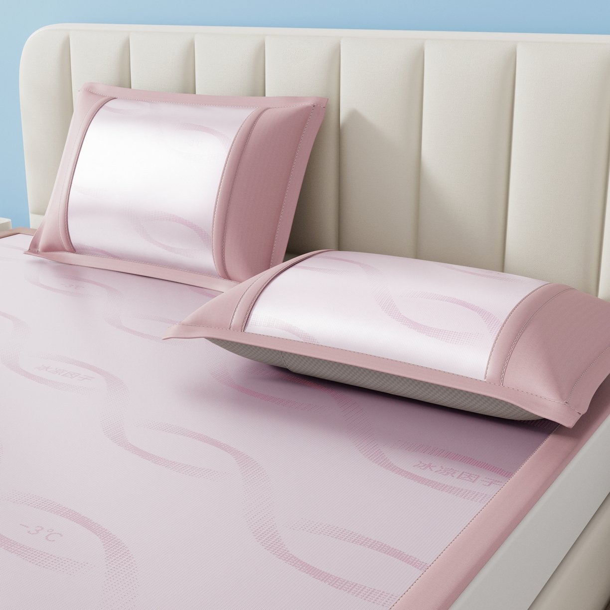 91家纺网 家纺一手货源 找家纺 雅诗帛 2026新款冰凉因子床席款冰丝席 冰凉因子-粉