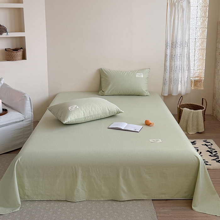 91家纺网 家纺一手货源 找家纺 （总）桃子家居 2026新款A类纯棉水洗原生态棉麻纯色织标简约无印单品床单床笠系列