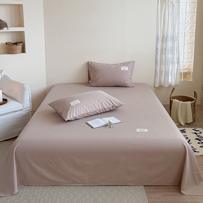 91家纺网 家纺一手货源 找家纺 （总）桃子家居 2026新款A类纯棉水洗原生态棉麻纯色织标简约无印单品床单床笠系列