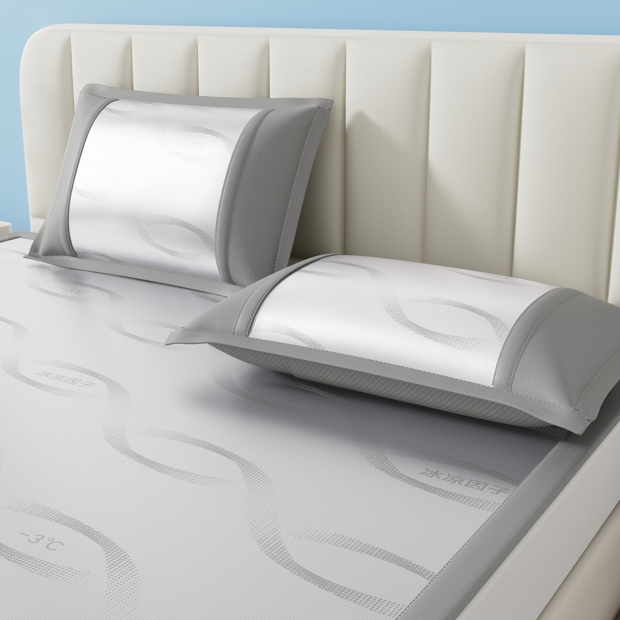 91家纺网 家纺一手货源 找家纺 雅诗帛 2026新款冰凉因子床席款冰丝席 冰凉因子-灰