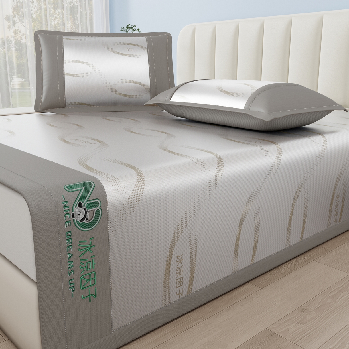 91家纺网 家纺一手货源 找家纺 雅诗帛 2026新款冰凉因子床席款冰丝席 冰凉因子-咖