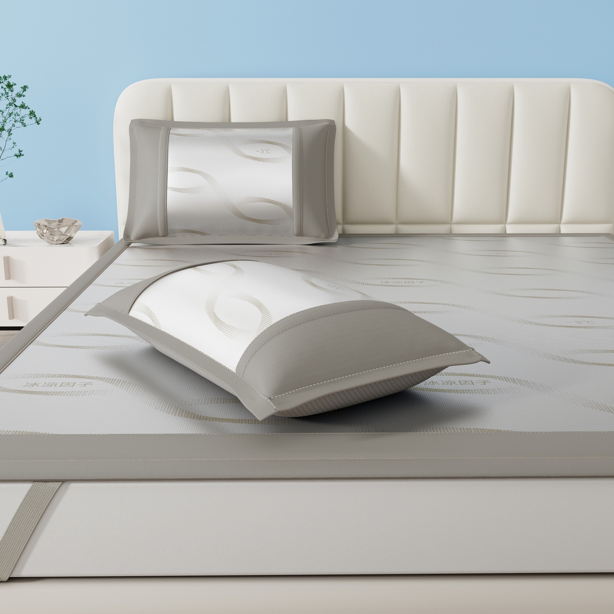 91家纺网 家纺一手货源 找家纺 雅诗帛 2026新款冰凉因子床席款冰丝席 冰凉因子-咖