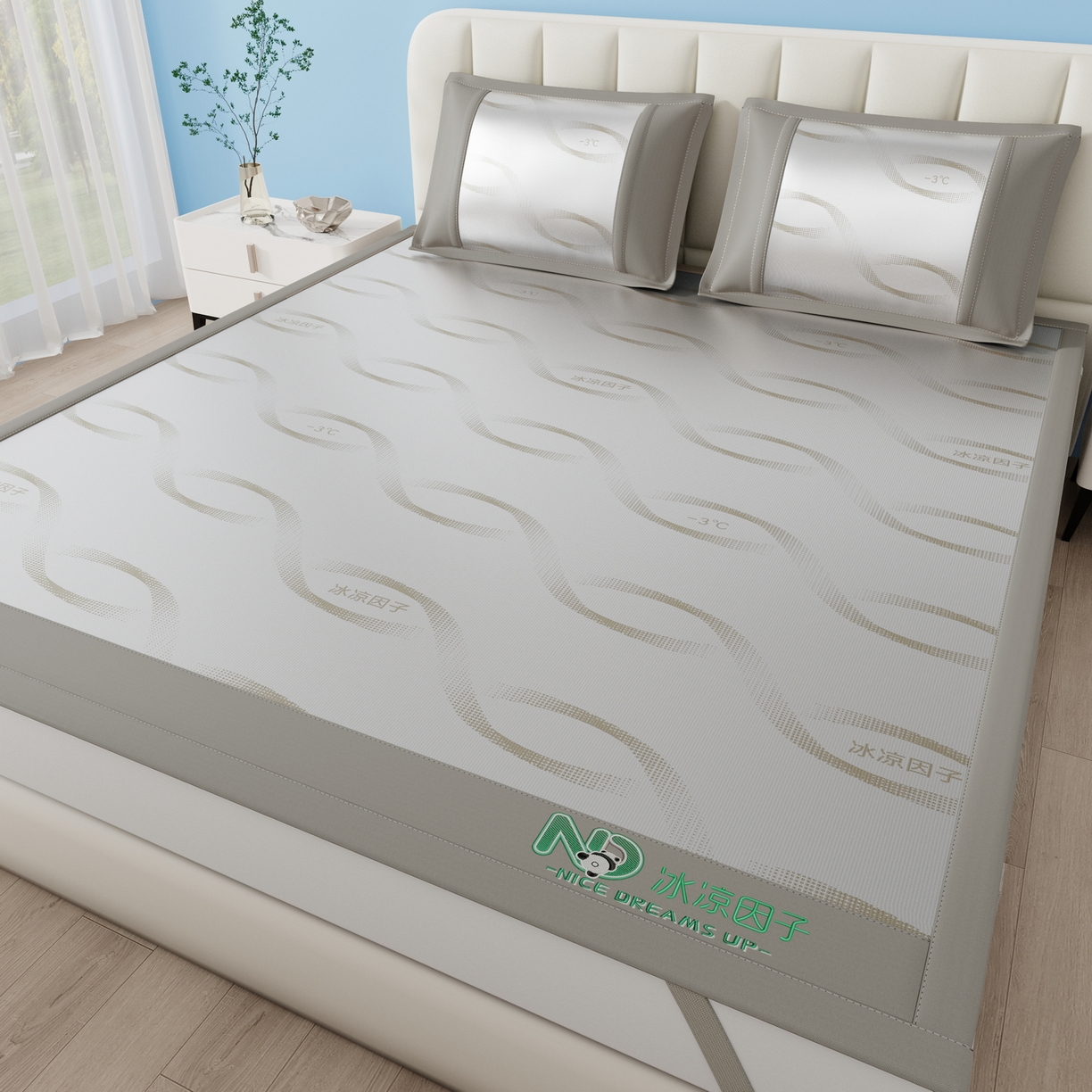 91家纺网 家纺一手货源 找家纺 雅诗帛 2026新款冰凉因子床席款冰丝席 冰凉因子-咖