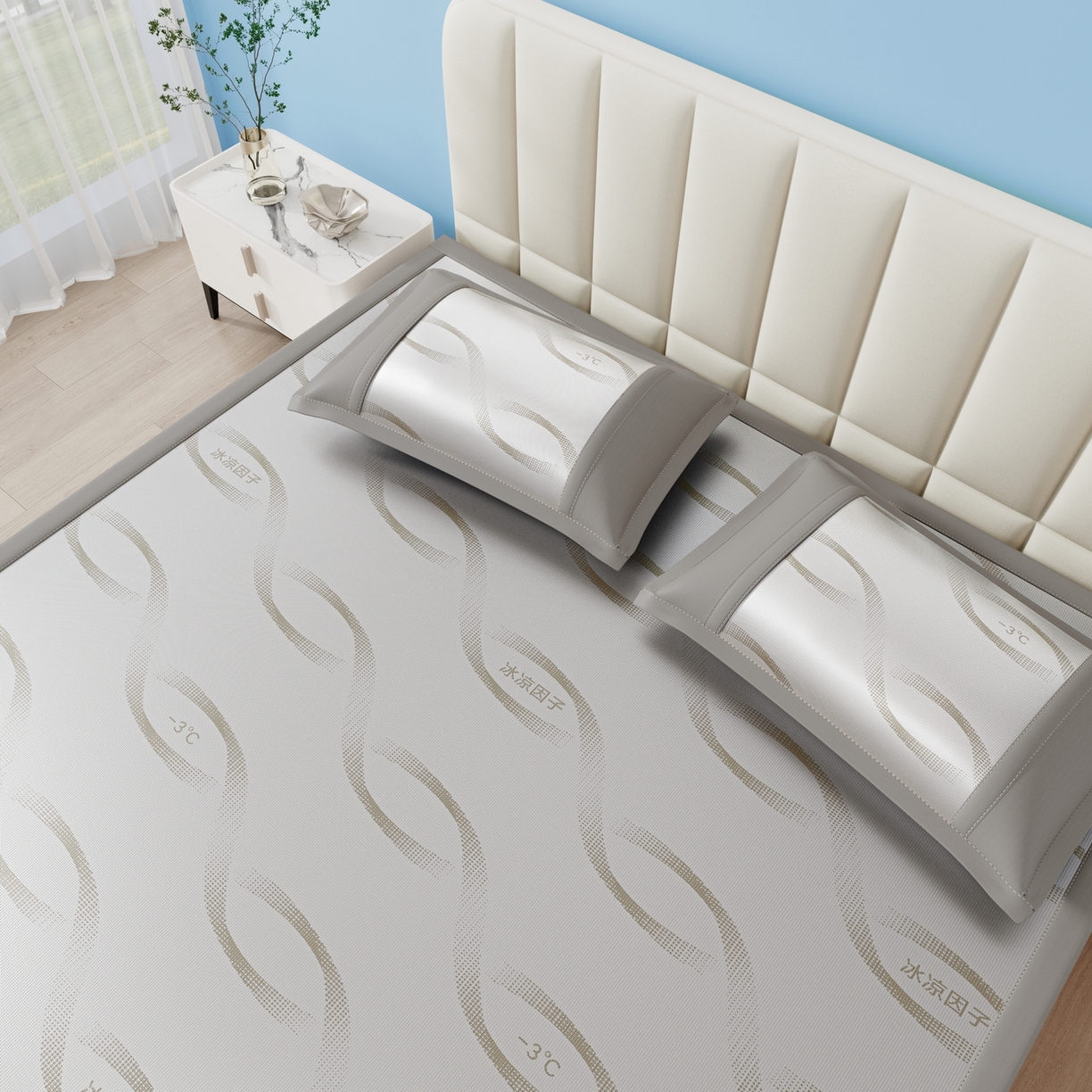 91家纺网 家纺一手货源 找家纺 雅诗帛 2026新款冰凉因子床席款冰丝席 冰凉因子-咖