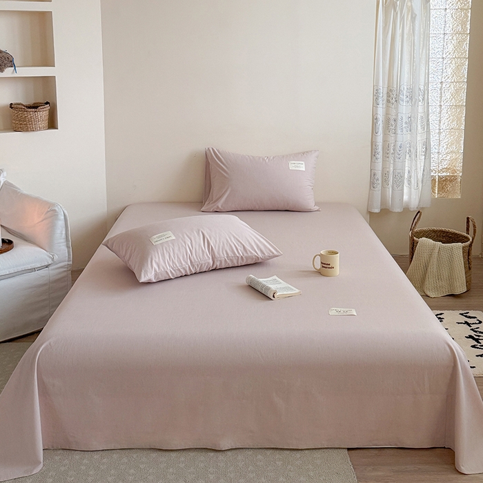 91家纺网 家纺一手货源 找家纺 （总）桃子家居 2026新款A类纯棉水洗原生态棉麻纯色织标简约无印单品床单床笠系列