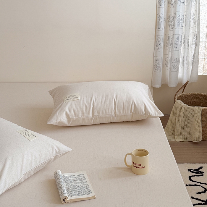 91家纺网 家纺一手货源 找家纺 桃子家居 2026新款A类纯棉水洗原生态棉麻纯色织标简约无印单品床单床笠系列 棉麻单品-本色