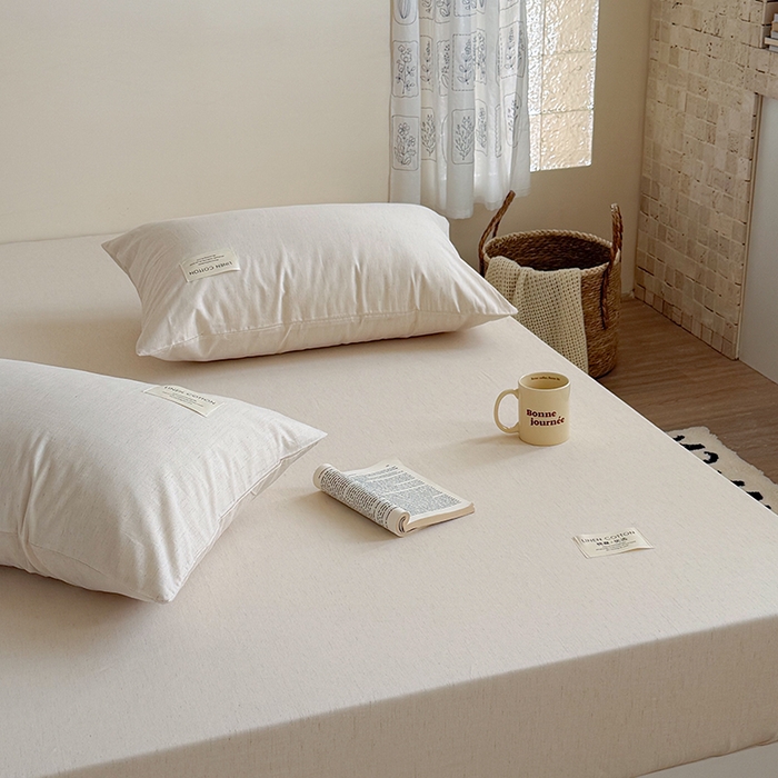 91家纺网 家纺一手货源 找家纺 桃子家居 2026新款A类纯棉水洗原生态棉麻纯色织标简约无印单品床单床笠系列 棉麻单品-本色