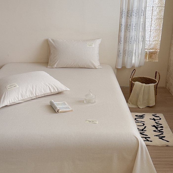 91家纺网 家纺一手货源 找家纺 桃子家居 2026新款A类纯棉水洗原生态棉麻纯色织标简约无印单品床单床笠系列 棉麻单品-本色