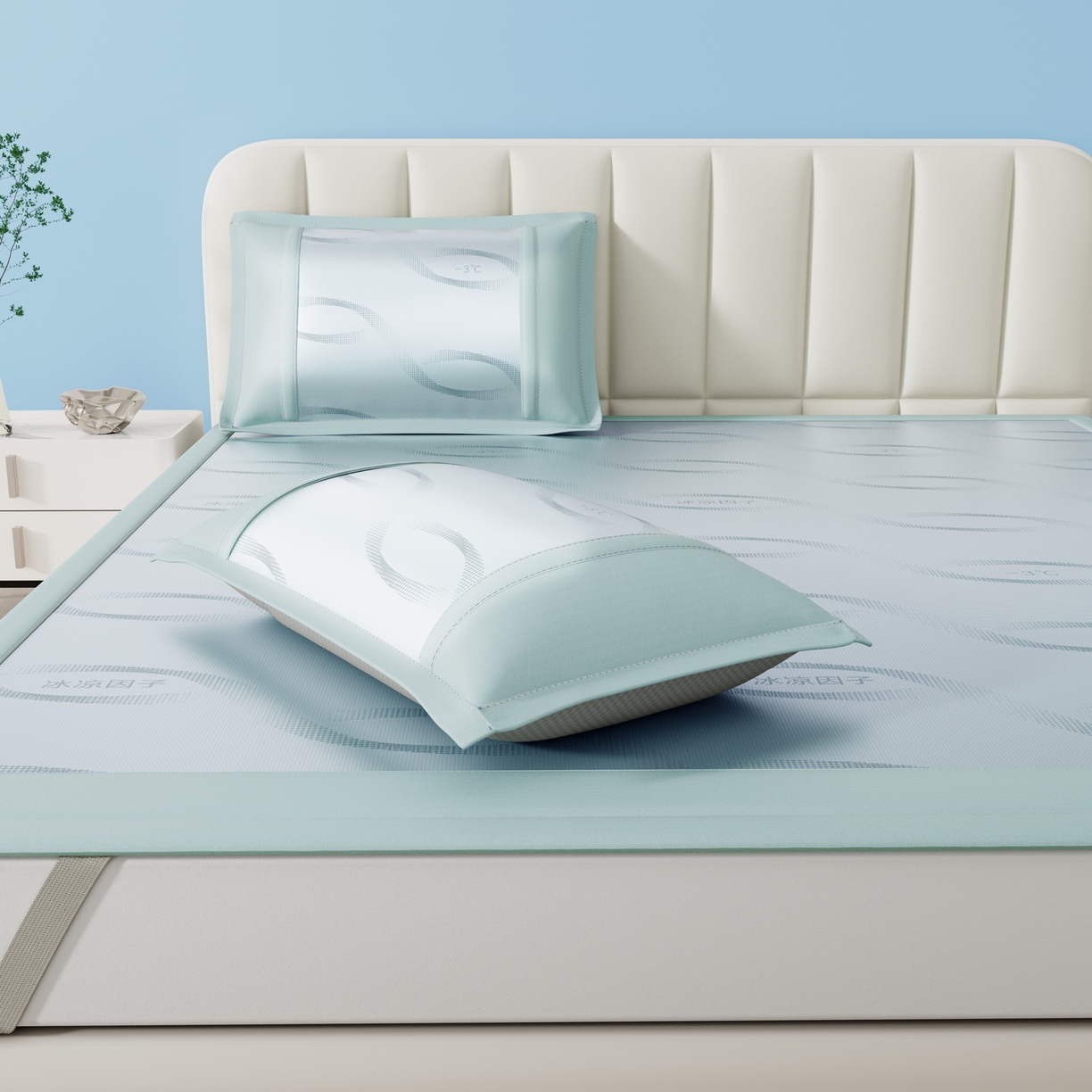 91家纺网 家纺一手货源 找家纺 雅诗帛 2026新款冰凉因子床席款冰丝席 冰凉因子-绿