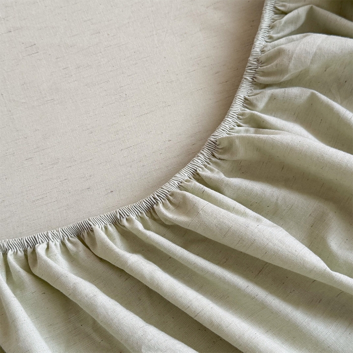91家纺网 家纺一手货源 找家纺 桃子家居 2026新款A类纯棉水洗原生态棉麻纯色织标简约无印单品床单床笠系列 棉麻单品-苍绿