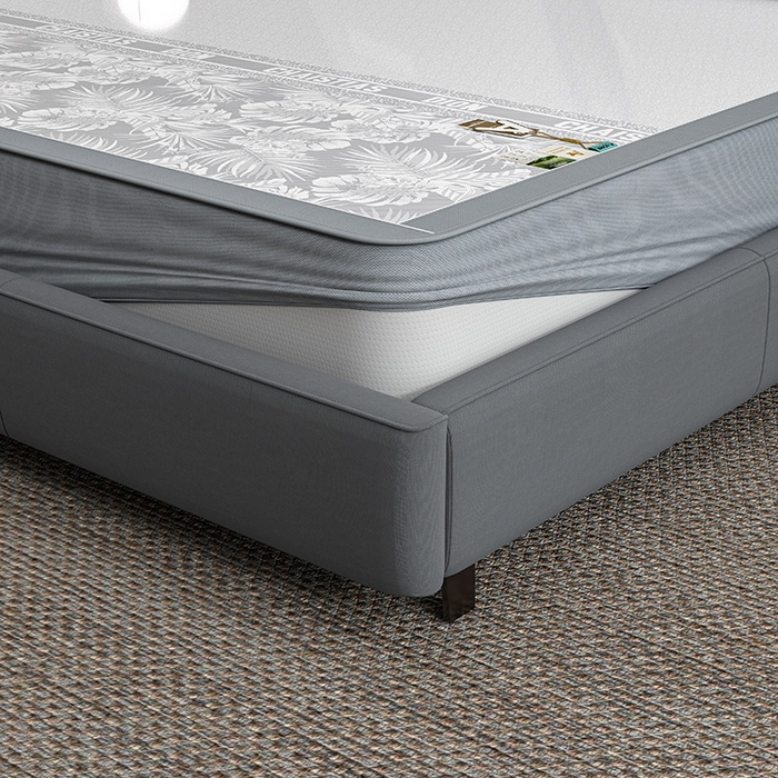 91家纺网 家纺一手货源 找家纺 小牛席业 2026新款半定位大提花凉感冰丝席（床笠款）凉席竹席藤席冰藤席乳胶席豆豆席 灰色