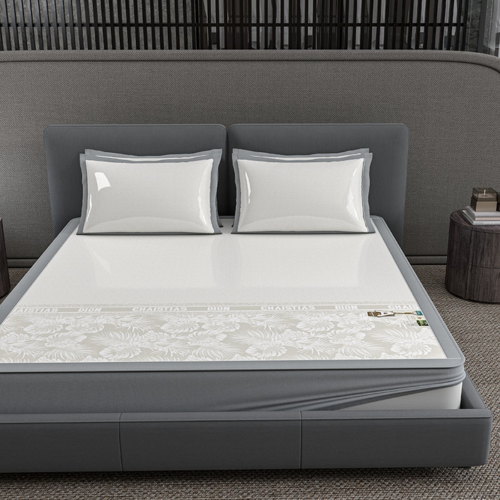 小牛席业 2026新款半定位大提花凉感冰丝席（床笠款）凉席竹席藤席冰藤席乳胶席豆豆席 香槟