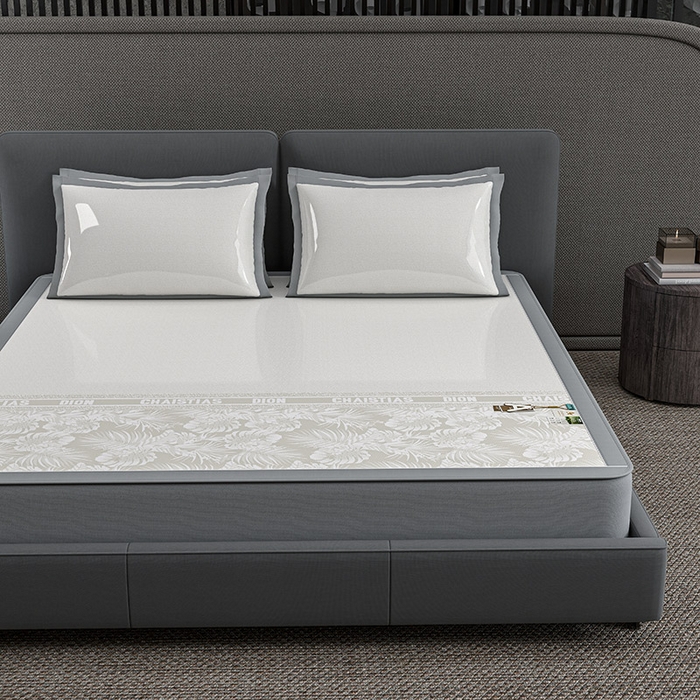 91家纺网 家纺一手货源 找家纺 小牛席业 2026新款半定位大提花凉感冰丝席（床笠款）凉席竹席藤席冰藤席乳胶席豆豆席 香槟