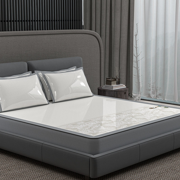 91家纺网 家纺一手货源 找家纺 小牛席业 2026新款半定位大提花凉感冰丝席（床笠款）凉席竹席藤席冰藤席乳胶席豆豆席 香槟