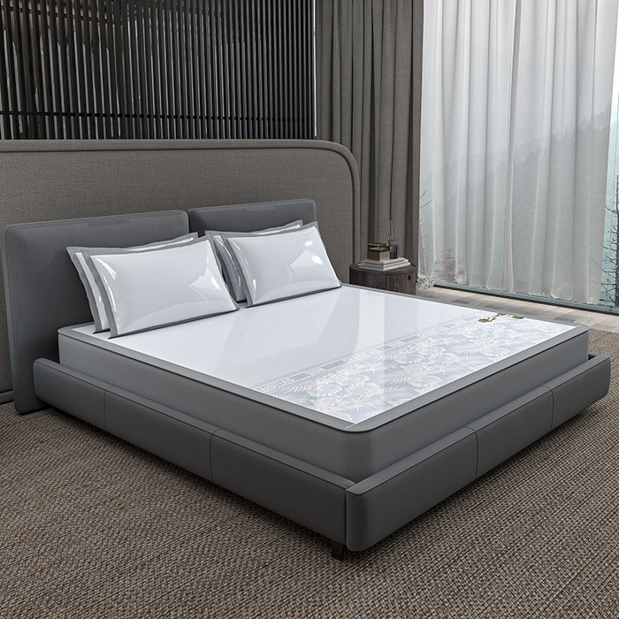 91家纺网 家纺一手货源 找家纺 小牛席业 2026新款半定位大提花凉感冰丝席（床笠款）凉席竹席藤席冰藤席乳胶席豆豆席 蓝色