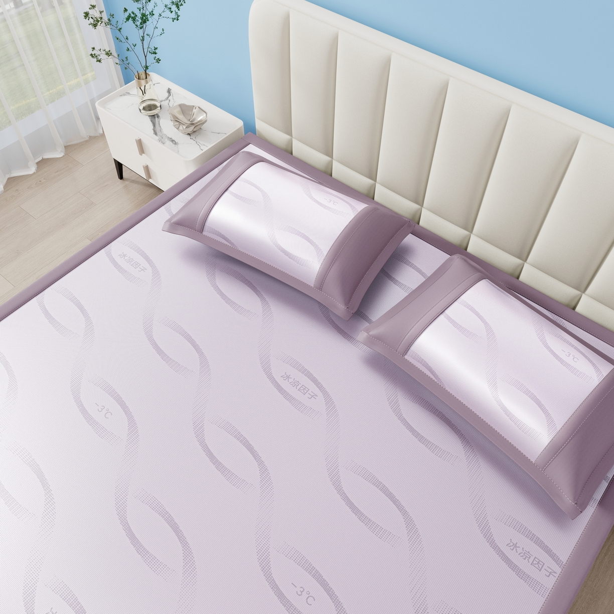 91家纺网 家纺一手货源 找家纺 雅诗帛 2026新款冰凉因子床席款冰丝席 冰凉因子-紫