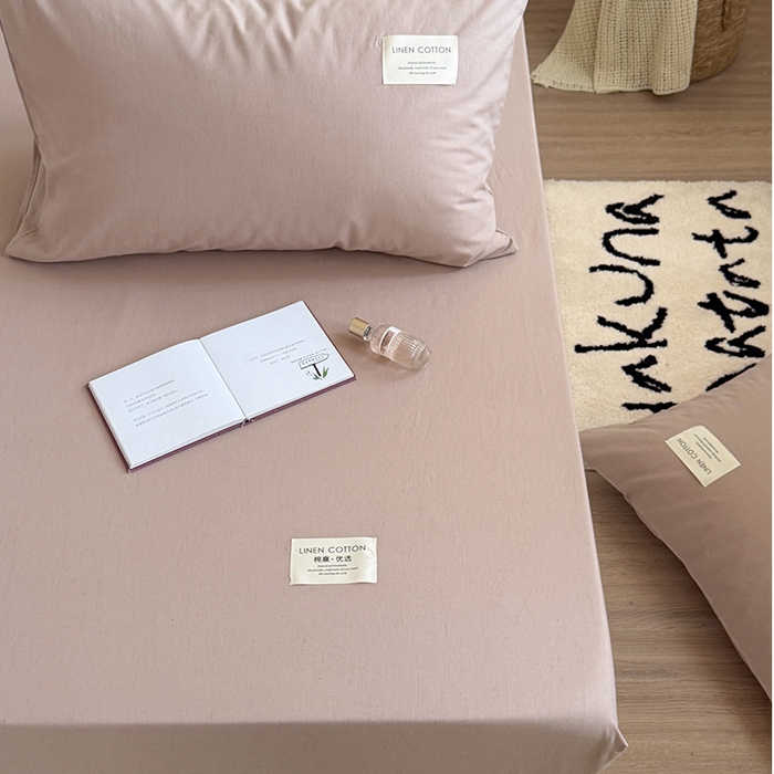 91家纺网 家纺一手货源 找家纺 桃子家居 2026新款A类纯棉水洗原生态棉麻纯色织标简约无印单品床单床笠系列 棉麻单品-麦咖