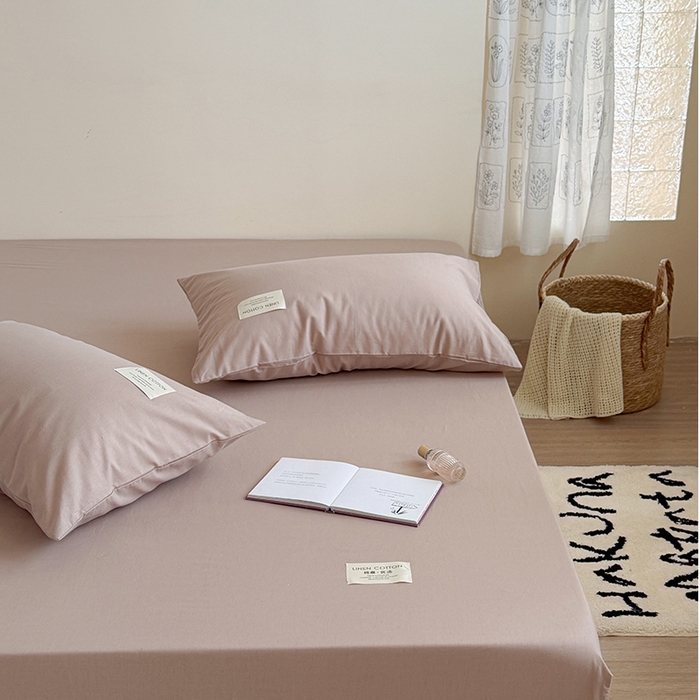 91家纺网 家纺一手货源 找家纺 桃子家居 2026新款A类纯棉水洗原生态棉麻纯色织标简约无印单品床单床笠系列 棉麻单品-麦咖