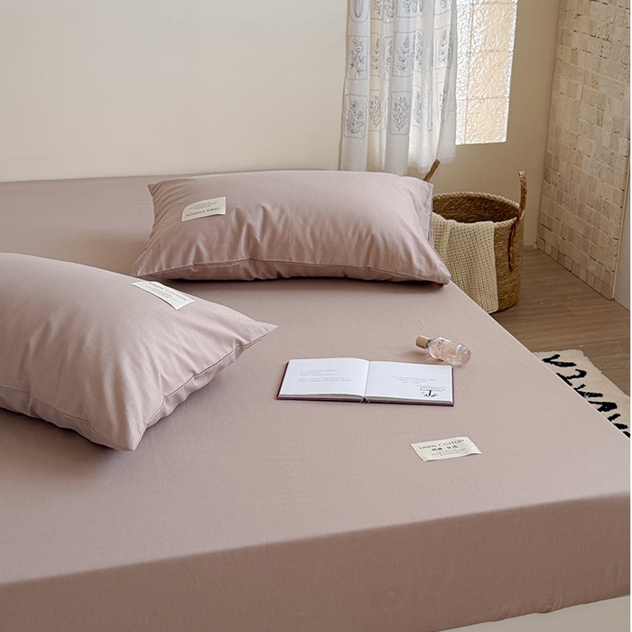 91家纺网 家纺一手货源 找家纺 桃子家居 2026新款A类纯棉水洗原生态棉麻纯色织标简约无印单品床单床笠系列 棉麻单品-麦咖