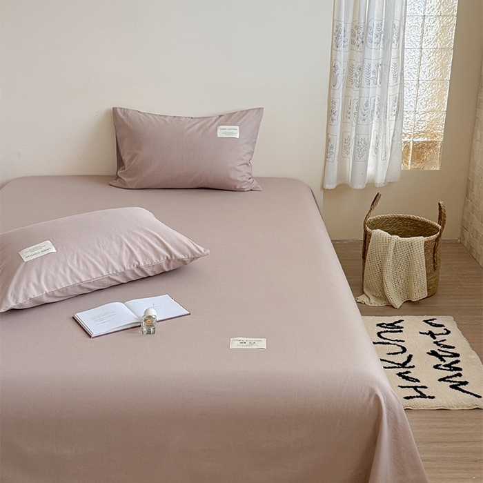 91家纺网 家纺一手货源 找家纺 桃子家居 2026新款A类纯棉水洗原生态棉麻纯色织标简约无印单品床单床笠系列 棉麻单品-麦咖