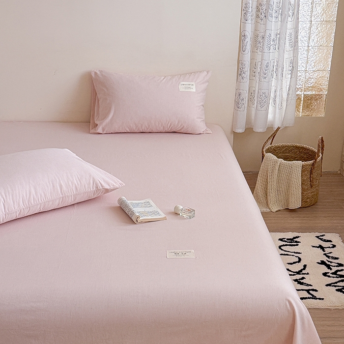 91家纺网 家纺一手货源 找家纺 桃子家居 2026新款A类纯棉水洗原生态棉麻纯色织标简约无印单品床单床笠系列 棉麻单品-蜜芽桔