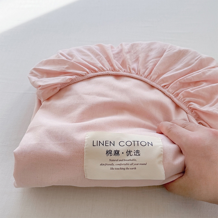 91家纺网 家纺一手货源 找家纺 桃子家居 2026新款A类纯棉水洗原生态棉麻纯色织标简约无印单品床单床笠系列 棉麻单品-蜜芽桔