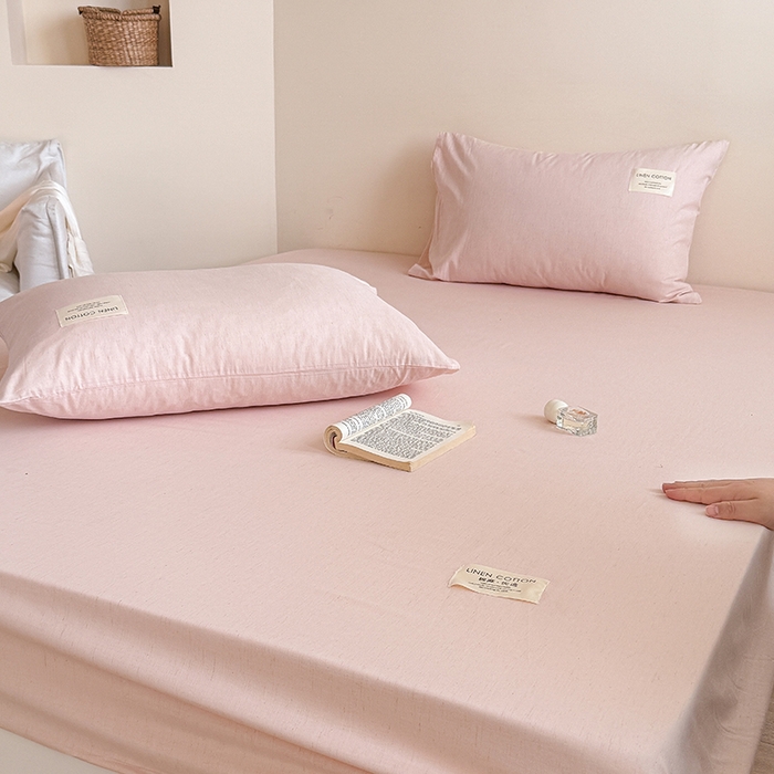 91家纺网 家纺一手货源 找家纺 桃子家居 2026新款A类纯棉水洗原生态棉麻纯色织标简约无印单品床单床笠系列 棉麻单品-蜜芽桔