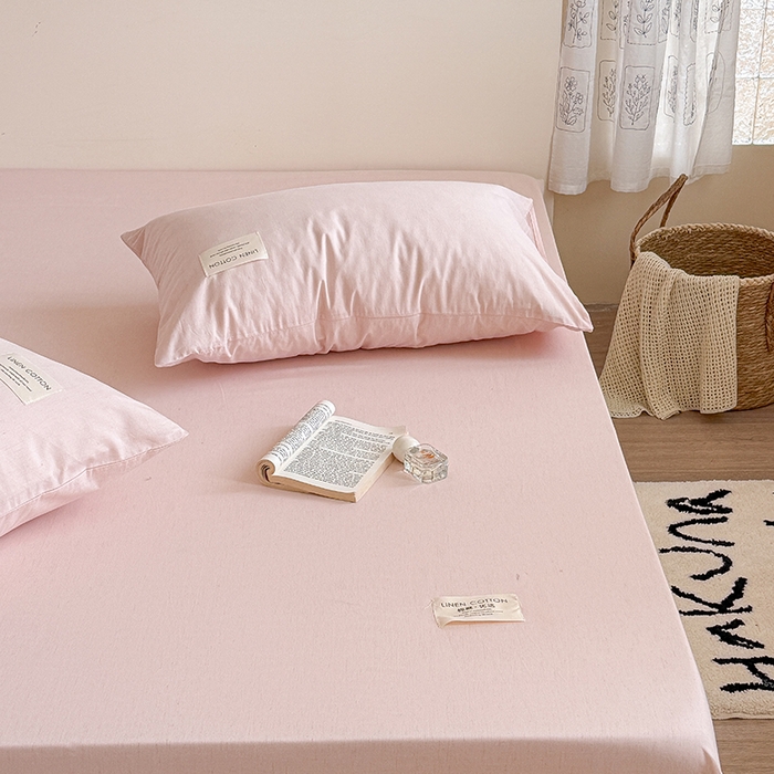 91家纺网 家纺一手货源 找家纺 桃子家居 2026新款A类纯棉水洗原生态棉麻纯色织标简约无印单品床单床笠系列 棉麻单品-蜜芽桔