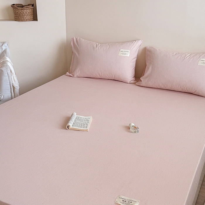 91家纺网 家纺一手货源 找家纺 桃子家居 2026新款A类纯棉水洗原生态棉麻纯色织标简约无印单品床单床笠系列 棉麻单品-蜜芽桔