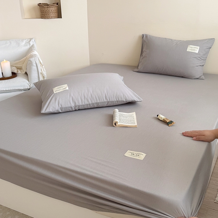 91家纺网 家纺一手货源 找家纺 桃子家居 2026新款A类纯棉水洗原生态棉麻纯色织标简约无印单品床单床笠系列 棉麻单品-清灰