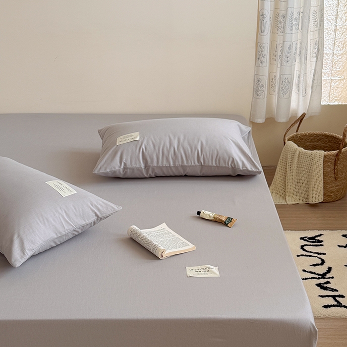 91家纺网 家纺一手货源 找家纺 桃子家居 2026新款A类纯棉水洗原生态棉麻纯色织标简约无印单品床单床笠系列 棉麻单品-清灰