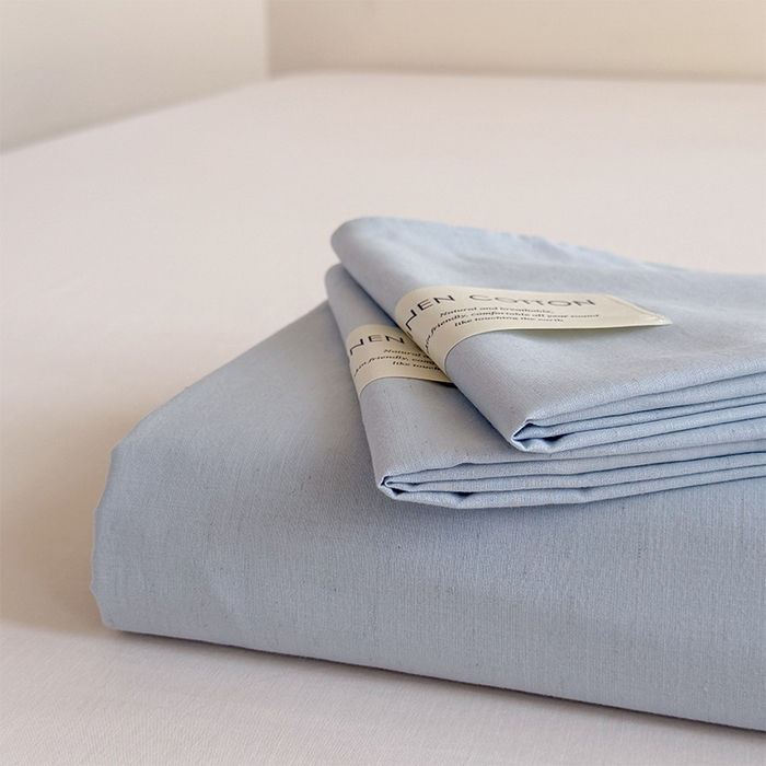 91家纺网 家纺一手货源 找家纺 桃子家居 2026新款A类纯棉水洗原生态棉麻纯色织标简约无印单品床单床笠系列 棉麻单品-水色兰