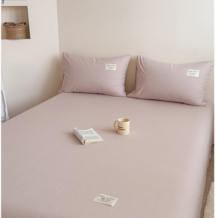 91家纺网 家纺一手货源 找家纺 桃子家居 2026新款A类纯棉水洗原生态棉麻纯色织标简约无印单品床单床笠系列 棉麻单品-檀粉