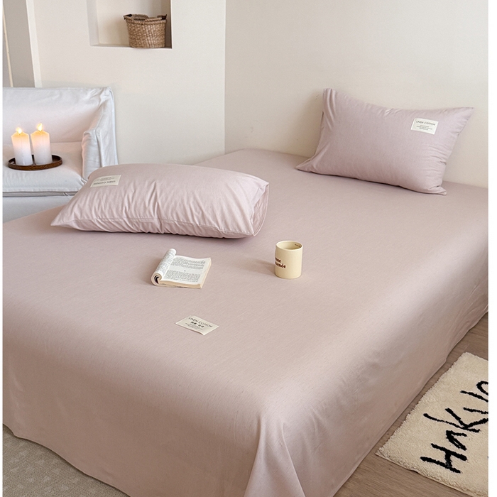 91家纺网 家纺一手货源 找家纺 桃子家居 2026新款A类纯棉水洗原生态棉麻纯色织标简约无印单品床单床笠系列 棉麻单品-檀粉