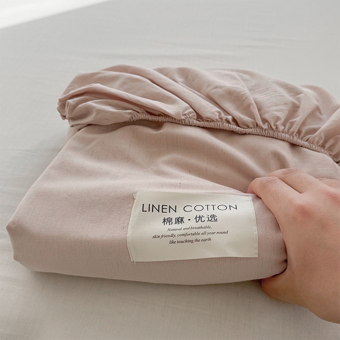 91家纺网 家纺一手货源 找家纺 桃子家居 2026新款A类纯棉水洗原生态棉麻纯色织标简约无印单品床单床笠系列 棉麻单品-檀粉