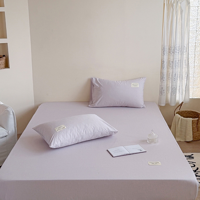 91家纺网 家纺一手货源 找家纺 桃子家居 2026新款A类纯棉水洗原生态棉麻纯色织标简约无印单品床单床笠系列 棉麻单品-远空紫