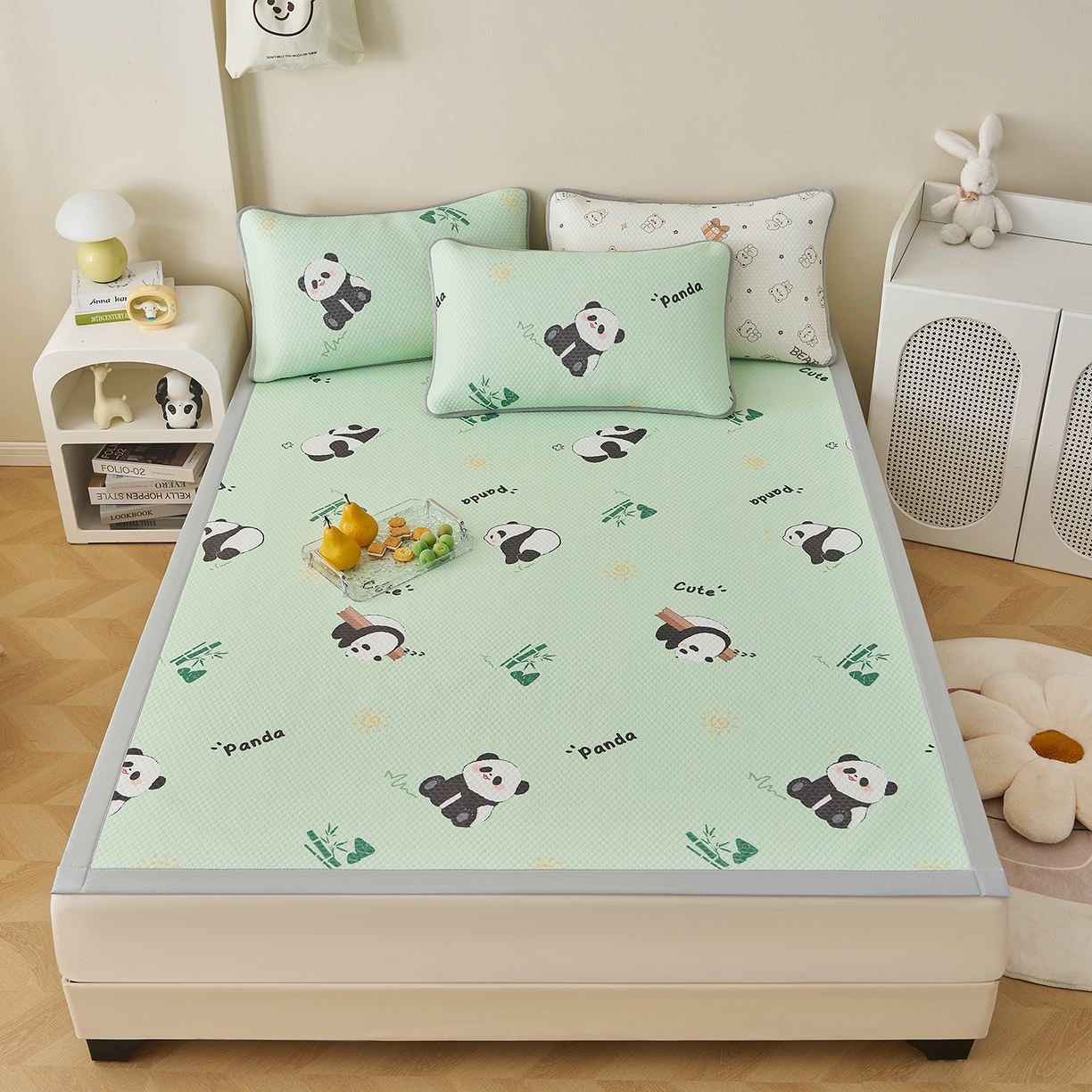 91家纺网 家纺一手货源 找家纺 奇丝雅 2026新款A类印花冰豆豆凉席三明治透气网冰丝凉席家用双人冰丝席床单可机洗大床图 大床款-熊猫家园