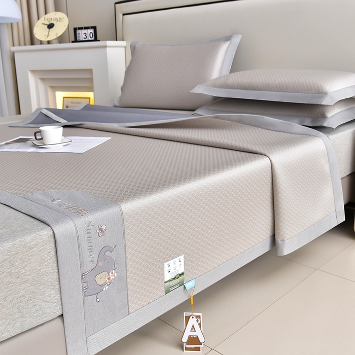 91家纺网 家纺一手货源 找家纺 小牛席业 2026新款小冰块大象凉感冰丝席凉席竹席藤席冰藤席乳胶席豆豆席 香槟