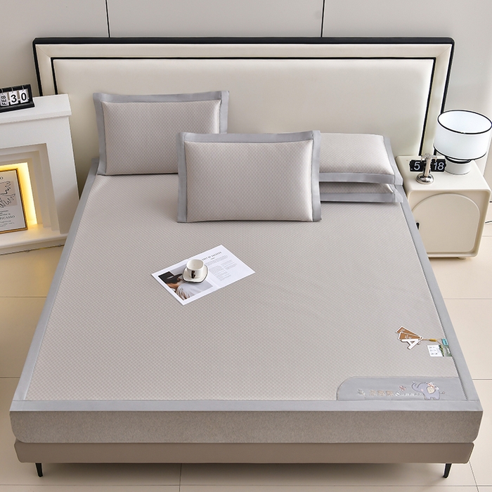 91家纺网 家纺一手货源 找家纺 小牛席业 2026新款小冰块大象凉感冰丝席凉席竹席藤席冰藤席乳胶席豆豆席 香槟